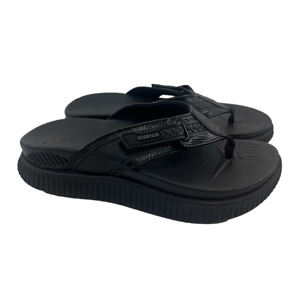KuaiLu Orthotic Cushion Flip Flop Sandal Platform Black Lightweight Womens 8.5